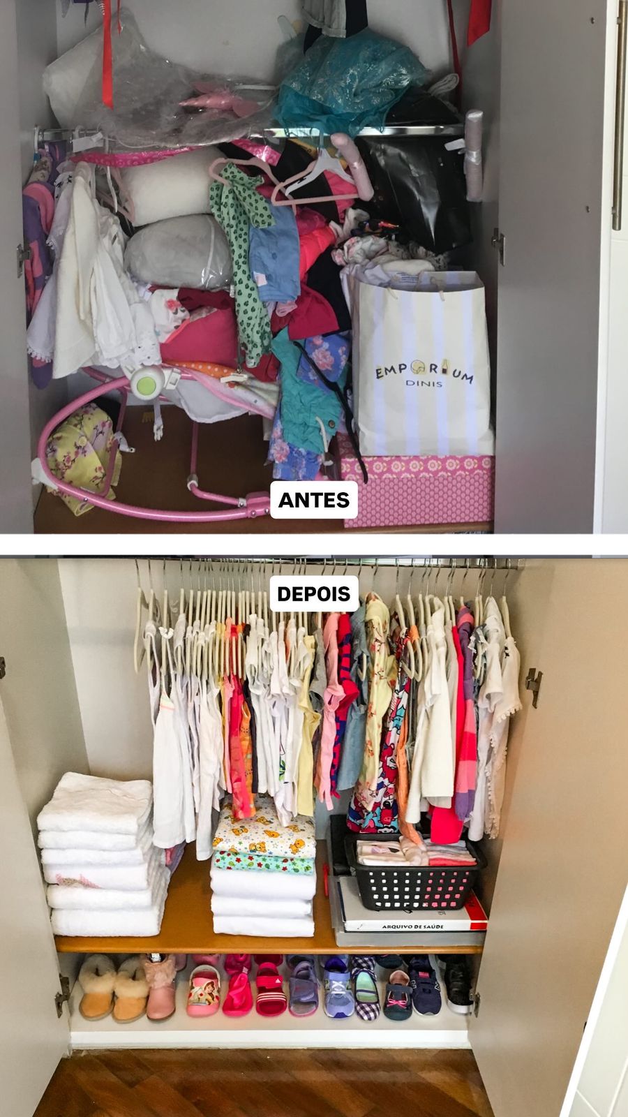 Antes e depois guarda-roupa do bebê 4
