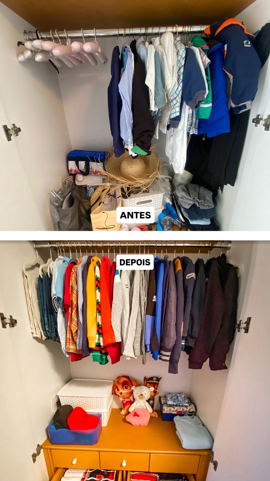 Antes e depois guarda-roupa do bebê 4